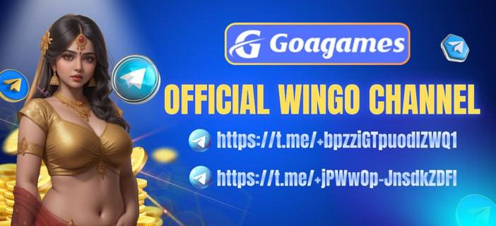 GoaGames promotional banner for the "OFFICIAL WINGO CHANNEL," featuring exciting visuals and highlighting the Wingo game.