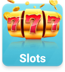 3D Slots image with the text "Slots," representing the Slots category in GoaGames, featuring engaging and immersive slot games.